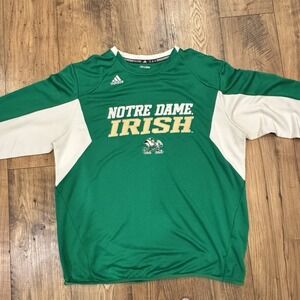 Adidas Notre Dame Irish Pullover Sweatshirt Mens XL Green Climalite Embroidered